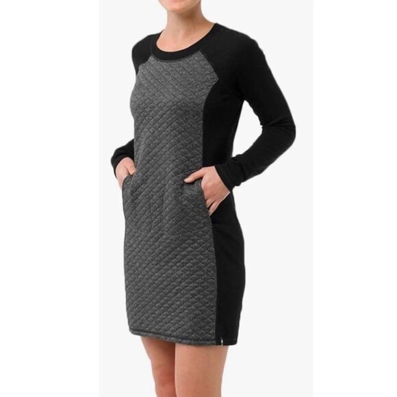 SmartWool Dress Womens XS Black Gray Diamond Peak Quilted Pockets Merino Wool - Picture 1 of 13